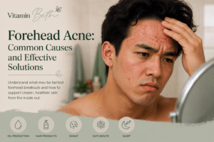 Forehead acne can be influenced by oil production, hair products, sweat, stress, skincare and wider internal health